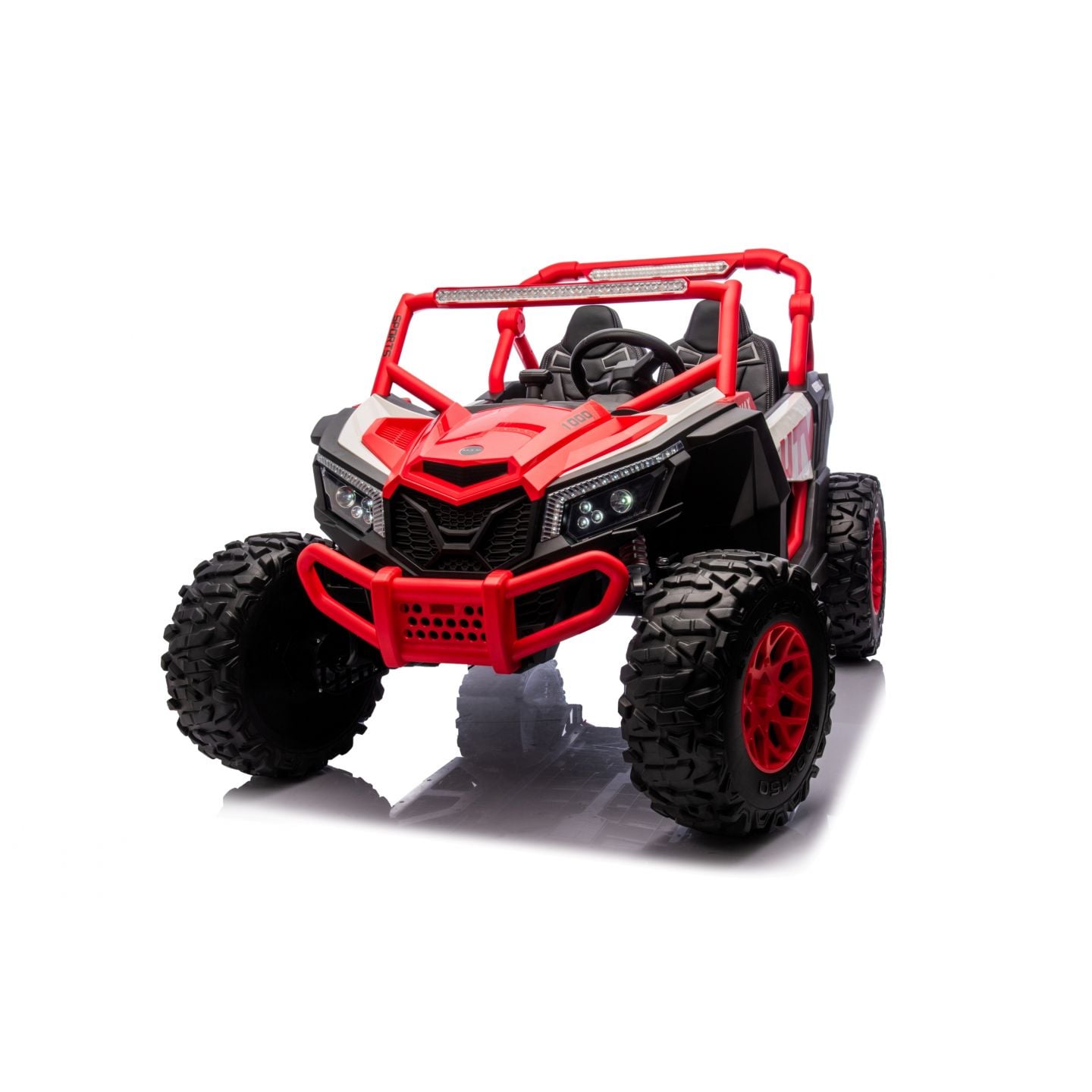 Buggy UTV XXL 24 Volts 14Ah Rouge/Blanc, buggy électrique enfant, version 2 places - 4 moteurs
