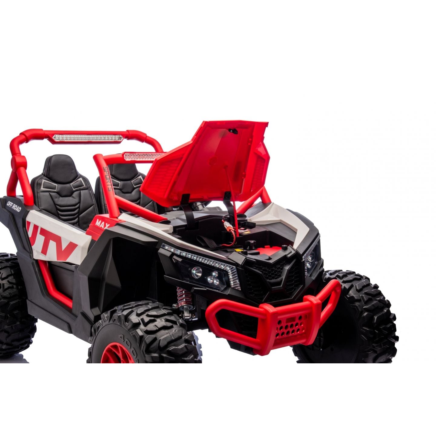 Buggy UTV XXL 24 Volts 14Ah Rouge/Blanc, buggy électrique enfant, version 2 places - 4 moteurs