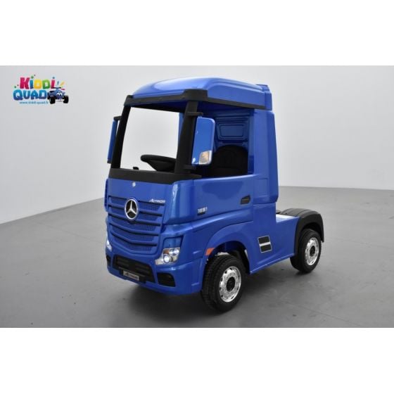 Mercedes Actros Bleu métallisé 2 x 12V, camion électrique enfant 12 volts télécommande parentale 2.4 Ghz, 12V 14Ah, 4 moteurs