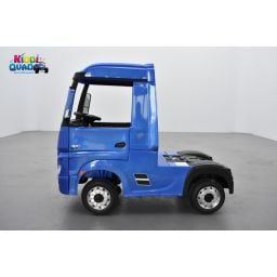 Mercedes Actros Bleu métallisé 2 x 12V, camion électrique enfant 12 volts télécommande parentale 2.4 Ghz, 12V 14Ah, 4 moteurs