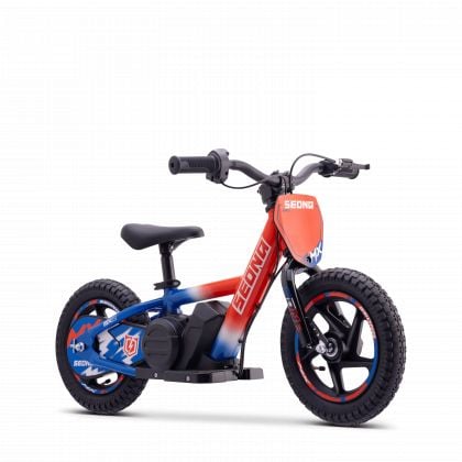 Draisienne électrique enfant SEDNA MX 12 pouces bleu / blanc / rouge, 2 à 6 ans