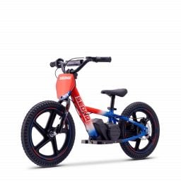 Draisienne électrique enfant SEDNA MX 16 pouces bleu / blanc / rouge, 5 à 12 ans