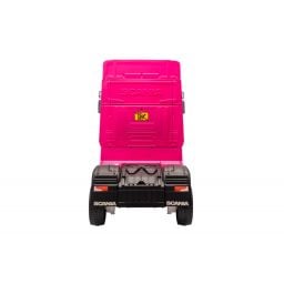 Scania R500 rose 2 x 12V, camion électrique enfant 12 volts télécommande parentale 2.4 Ghz, 12V 14Ah, 4 