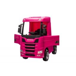 Scania R500 rose 2 x 12V, camion électrique enfant 12 volts télécommande parentale 2.4 Ghz, 12V 14Ah, 4 