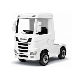Scania R500 blanc 2 x 12V, camion électrique enfant 12 volts télécommande parentale 2.4 Ghz, 12V 14Ah, 4 