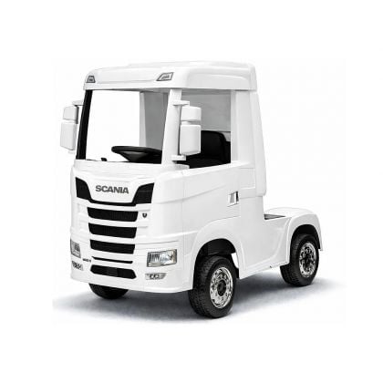 Scania R500 blanc 2 x 12V, camion électrique enfant 12 volts télécommande parentale 2.4 Ghz, 12V 14Ah, 4 